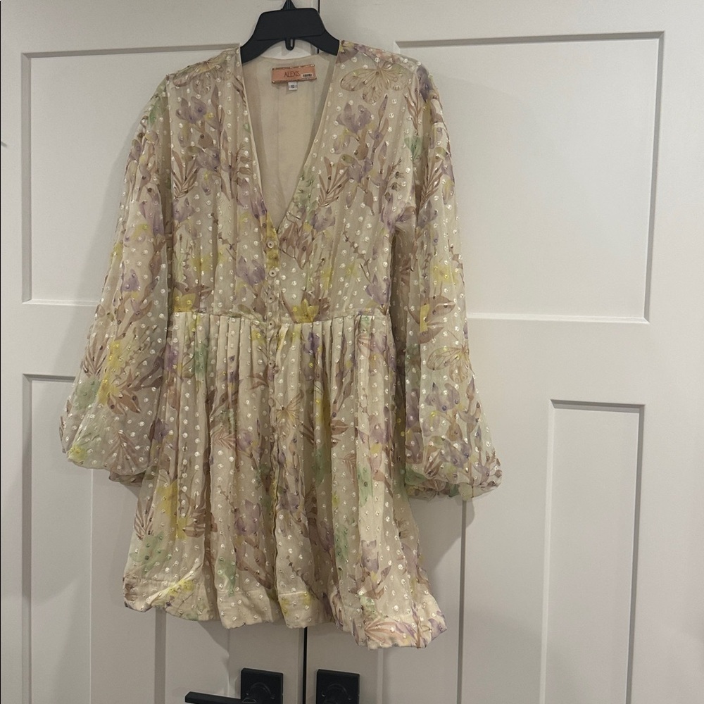 Alexis "Behati" Dress, Multicolor Floral Chiffon Long Sleeve Dress, Size Small - Picture 5 of 9